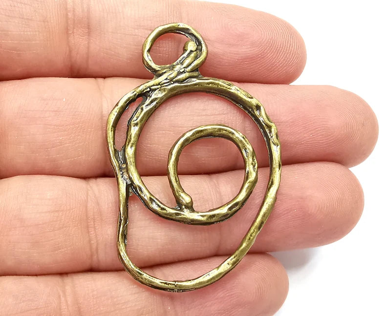 Swirl Hammered Organic Charms Antique Bronze Plated (52x33mm) G28391