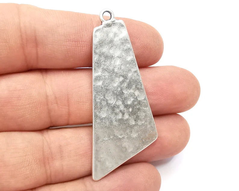 Hammered Plate Charms Pendant Antique Silver Plated (55x25mm) G28397