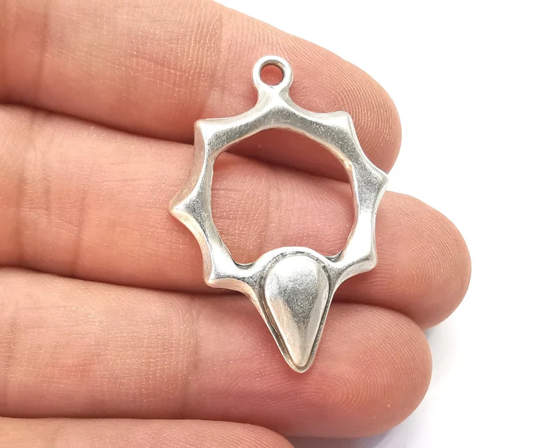 Star Pear Charms Antique Silver Plated Charms (36x26mm) G28402