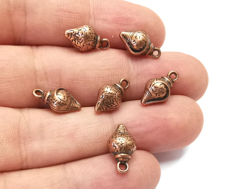 Oyster Sea Shell Charms Antique Copper Plated Nautical Charms, Earring Dangle Components (15x8mm) G28403