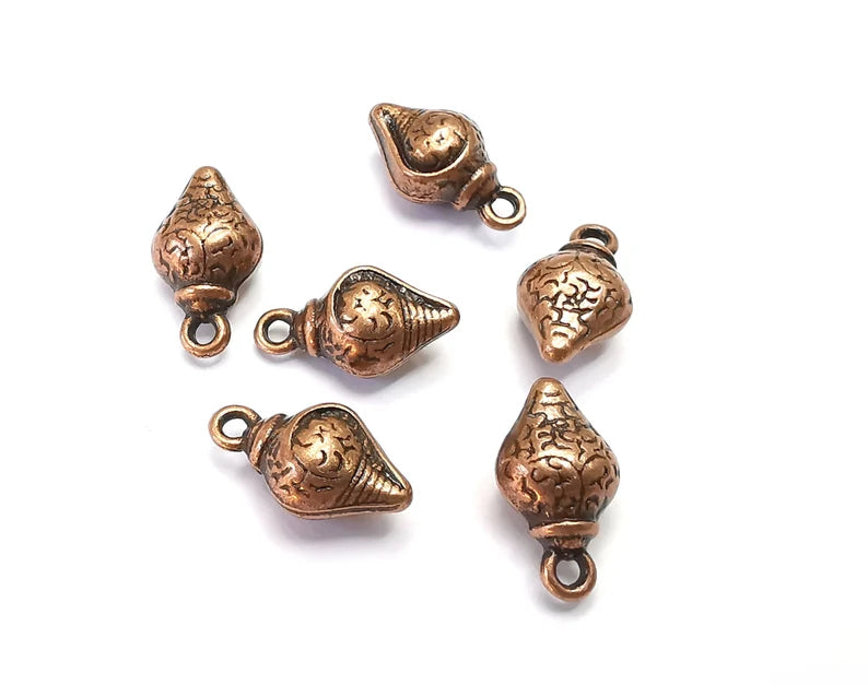 Oyster Sea Shell Charms Antique Copper Plated Nautical Charms, Earring Dangle Components (15x8mm) G28403