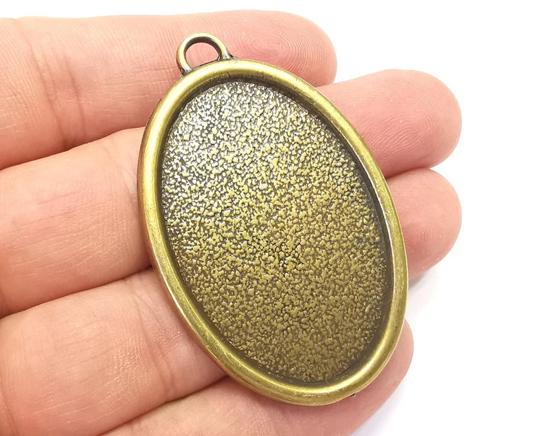 Oval Pendant Blanks, Resin Bezel, Mosaic Mountings, Dry flower Frame, Polymer Clay base, Antique Bronze Plated (45x30mm) G28410