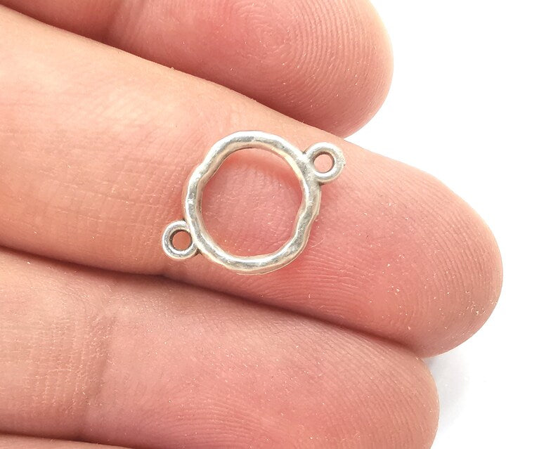Round Connector Charms Antique Silver Plated Findings (16x11mm) G28411