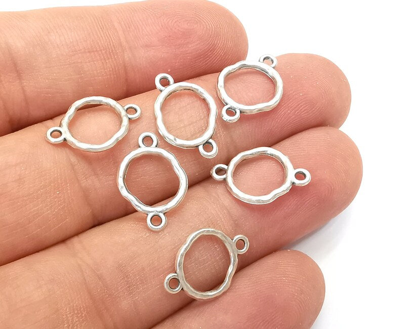 Round Connector Charms Antique Silver Plated Findings (16x11mm) G28411