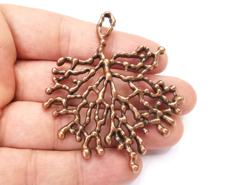 Coral Branch Unique Dangle Charms Pendant, Antique Copper Plated DIY (68x58mm) G28428