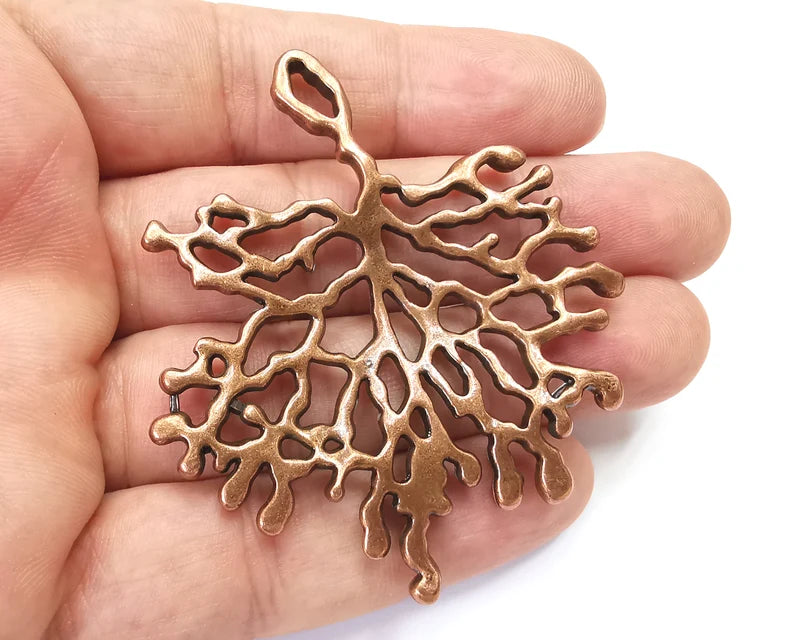 Coral Branch Unique Dangle Charms Pendant, Antique Copper Plated DIY (68x58mm) G28428