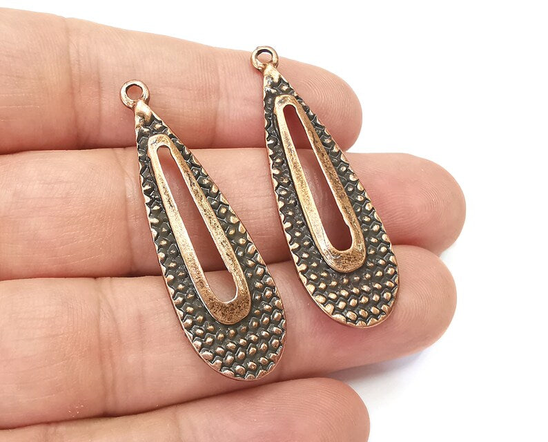 Ethnic Charms Antique Copper Plated Drop Charms, Earring Dangle Components (47x15mm) G28432