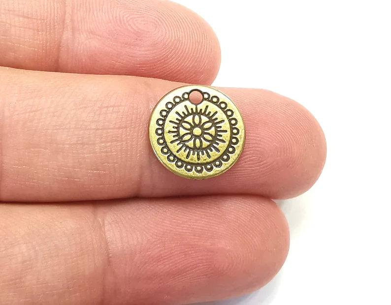 Ethnic Charms (Double sided) Antique Bronze Plated (14mm) G28364