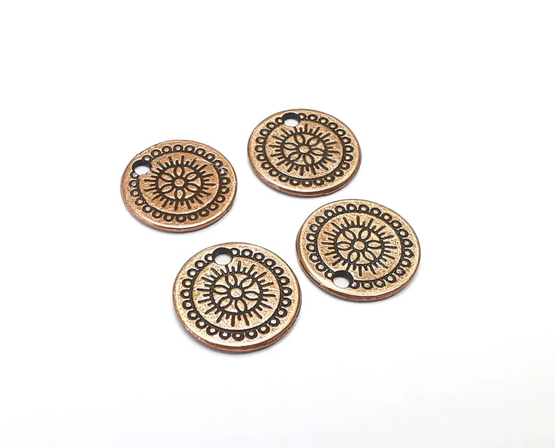 Ethnic Charms (Double sided) Antique Copper Plated (14mm) G28329