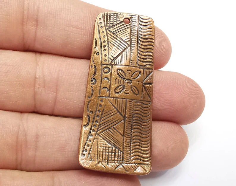Ethnic Flower Charms Antique Copper Plated Charms (50x22mm) G28375