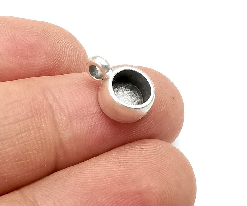 Round Pendant Blanks Resin Bezel Base Mosaic Mountings Antique Silver Plated (6mm Blank Size) G28383