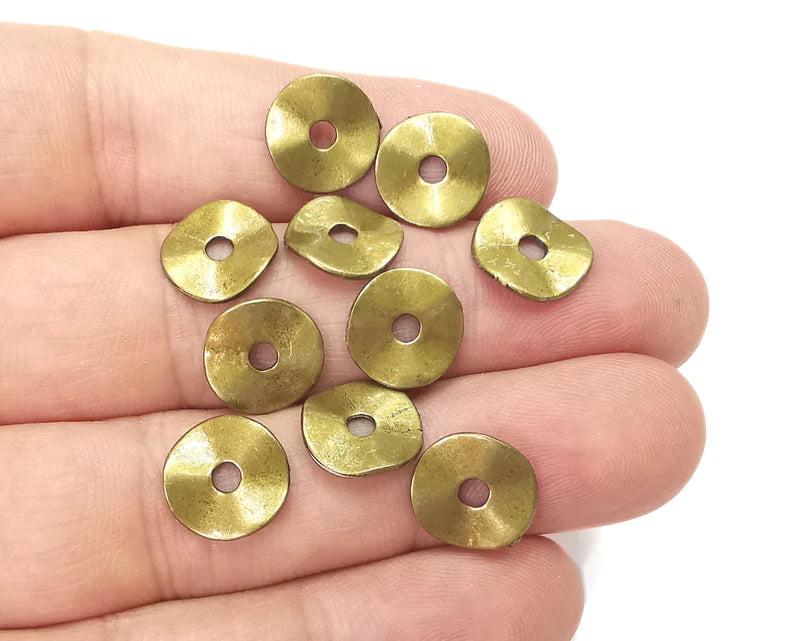Wavy Disc Findings Antique Bronze Plated Round Connector (12mm) G28389