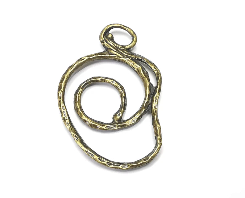 Swirl Hammered Organic Charms Antique Bronze Plated (52x33mm) G28391