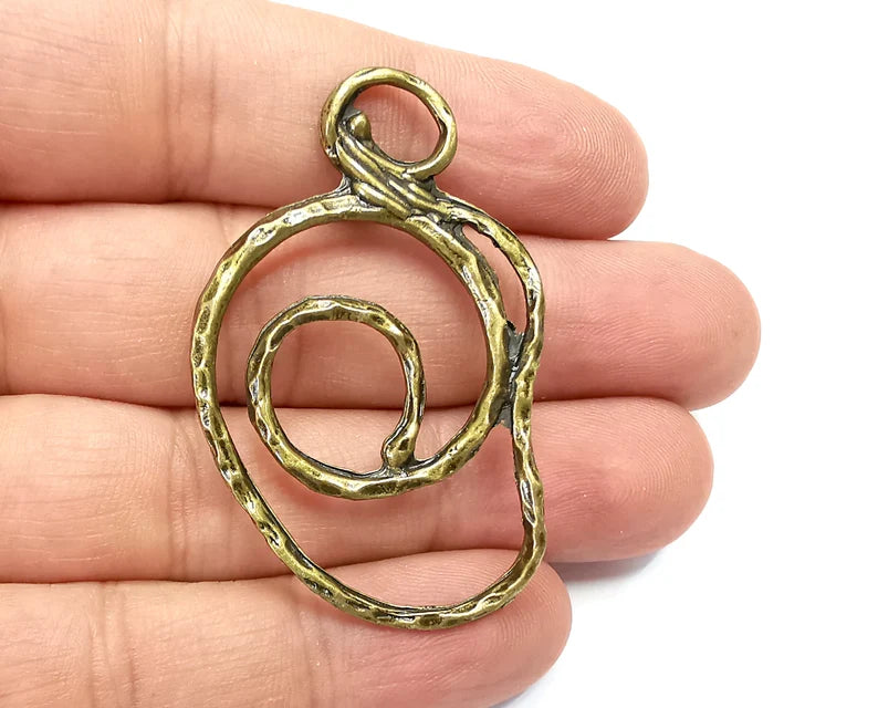 Swirl Hammered Organic Charms Antique Bronze Plated (52x33mm) G28391