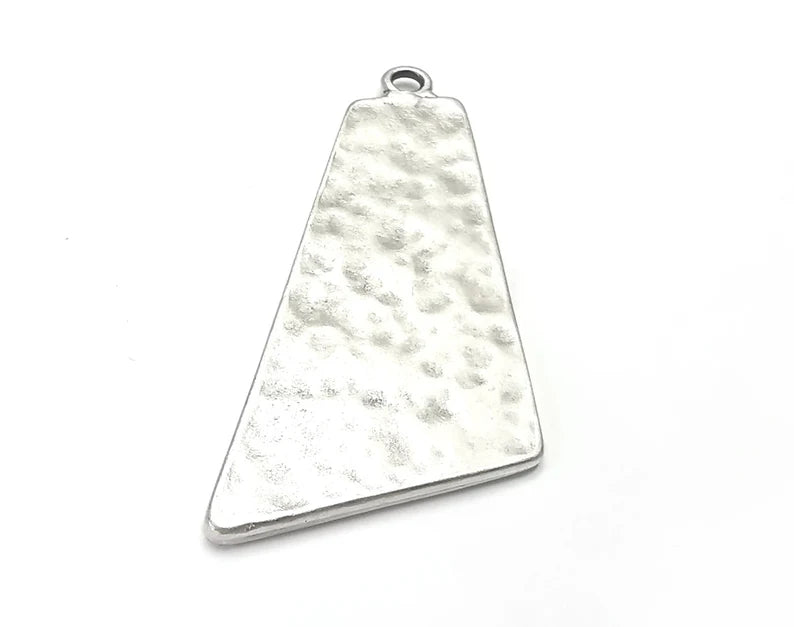Hammered Plate Charms Pendant Antique Silver Plated (55x25mm) G28397