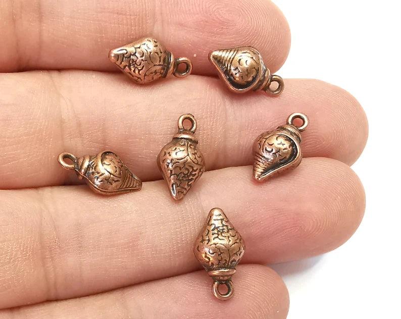 Oyster Sea Shell Charms Antique Copper Plated Nautical Charms, Earring Dangle Components (15x8mm) G28403