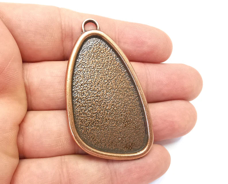 Antique Copper Pendant Blanks, Resin Bezel, Mosaic Mountings, Dry flower Frame, Polymer Clay base, Antique Copper Plated (49x28mm) G28409