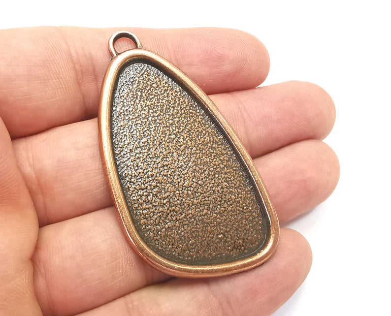 Antique Copper Pendant Blanks, Resin Bezel, Mosaic Mountings, Dry flower Frame, Polymer Clay base, Antique Copper Plated (49x28mm) G28409