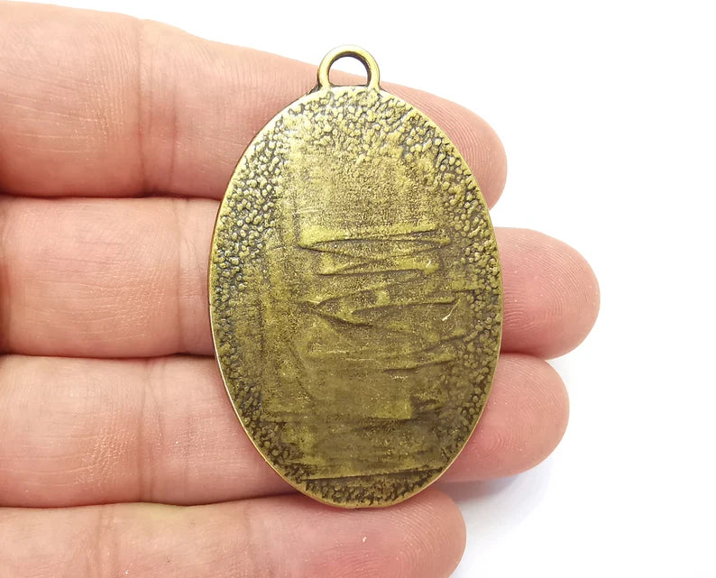 Oval Pendant Blanks, Resin Bezel, Mosaic Mountings, Dry flower Frame, Polymer Clay base, Antique Bronze Plated (45x30mm) G28410
