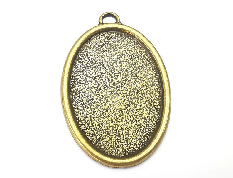 Oval Pendant Blanks, Resin Bezel, Mosaic Mountings, Dry flower Frame, Polymer Clay base, Antique Bronze Plated (45x30mm) G28410