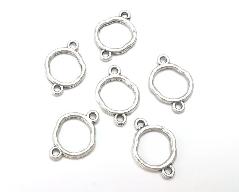 Round Connector Charms Antique Silver Plated Findings (16x11mm) G28411