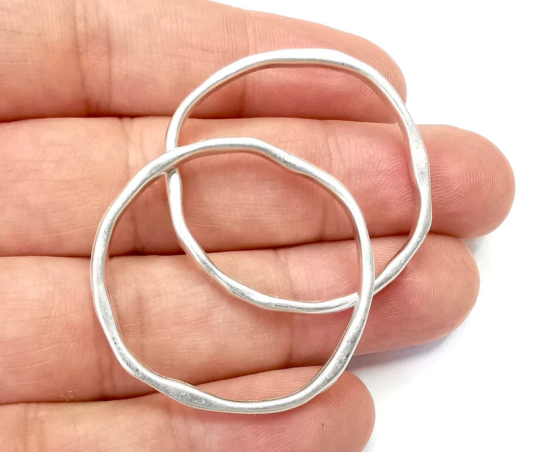 Hoop Connector, Charms Antique Silver Plated Findings (36mm) G28415