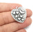 Hearts Charms Hammered Crescent Pendant Antique Silver Plated (28x27mm) G28504