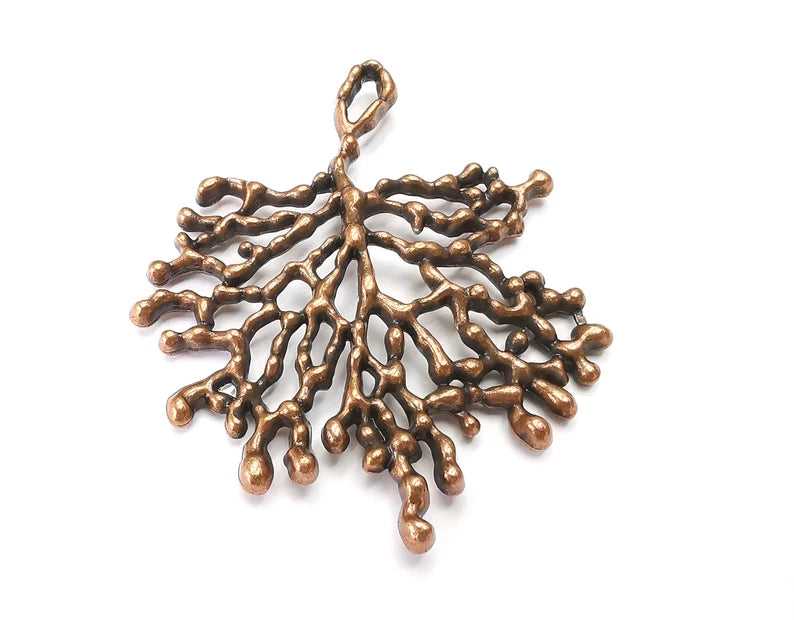 Coral Branch Unique Dangle Charms Pendant, Antique Copper Plated DIY (68x58mm) G28428