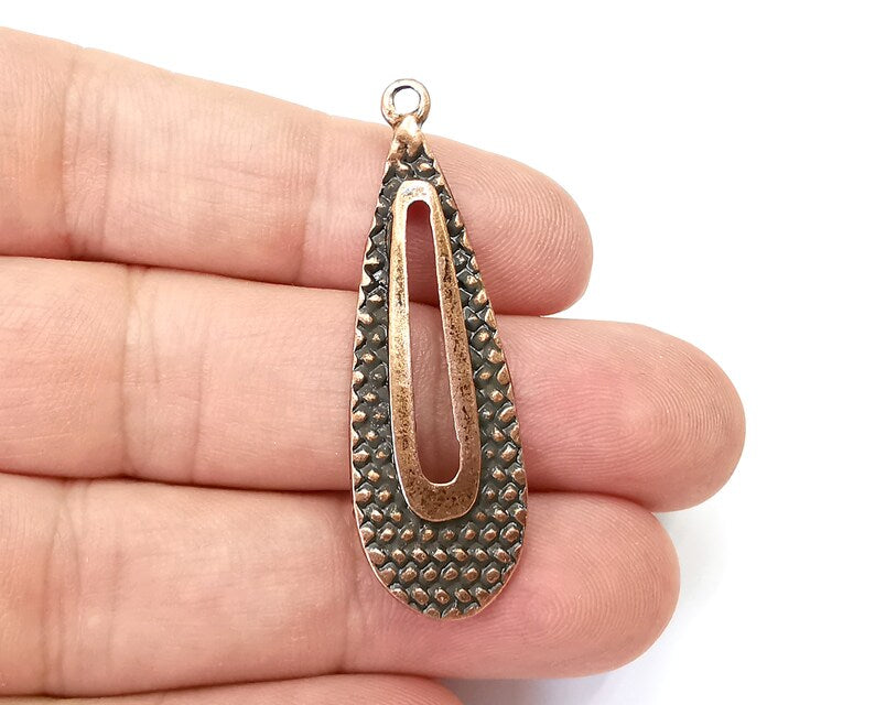 Ethnic Charms Antique Copper Plated Drop Charms, Earring Dangle Components (47x15mm) G28432
