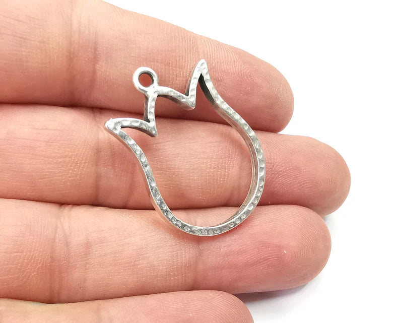 Tulip Flower Charms Antique Silver Plated Charms (34x24mm) G28513