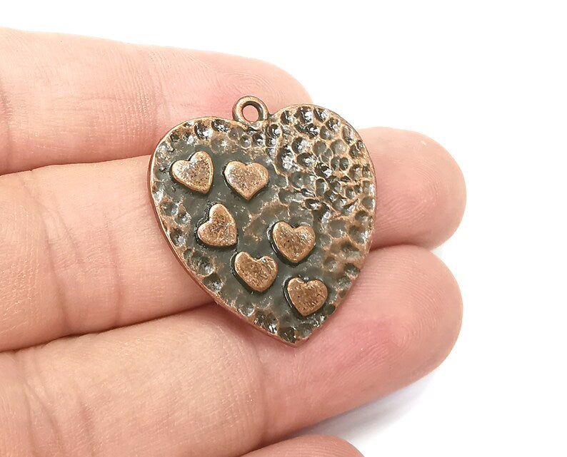 Hearts Charms Pendant Antique Copper Plated (28x27mm) G28515