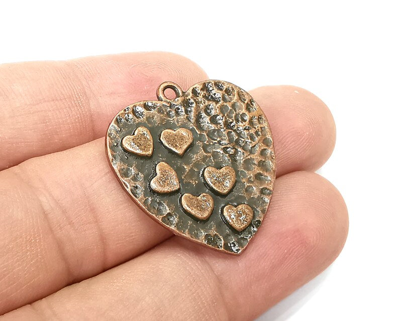 Hearts Charms Pendant Antique Copper Plated (28x27mm) G28515