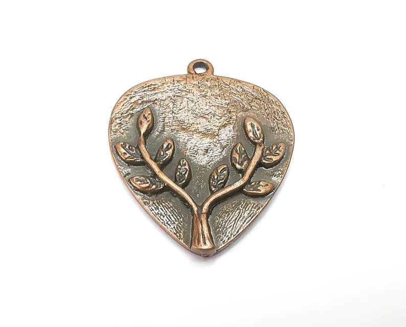 Sapling Branch Leaf Charms Pendant Antique Copper Plated (35x29mm) G28517