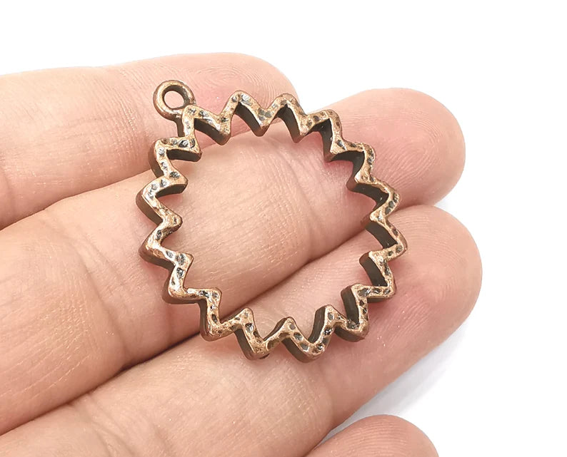 Flower Charms Antique Copper Plated Round Charms (37x31mm) G28525