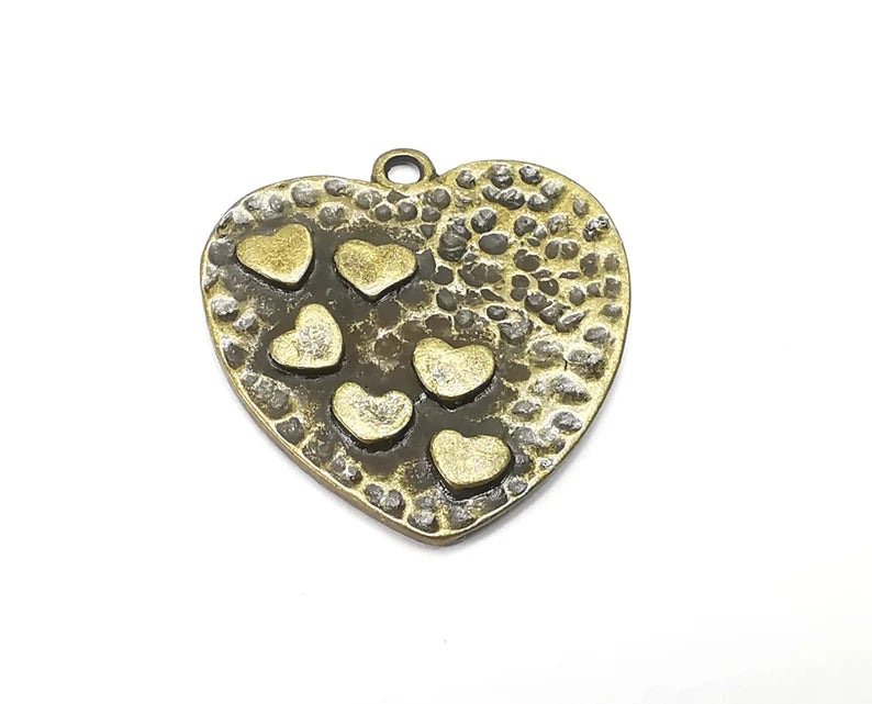 Hearts Charms Pendant Antique Bronze Plated (28x27mm) G28532