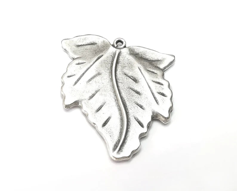 Leaf Charms Antique Silver Plated Natural Charms (46x42mm) G28536