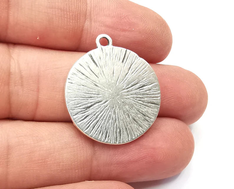 Trees Charms Antique Silver Plated Hammered Charms (28x25mm) G28542