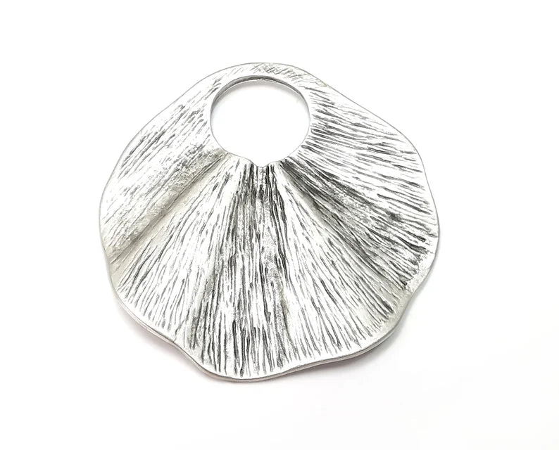 Wavy Brushed Charms Pendant Antique Silver Plated (57x55mm) G28553