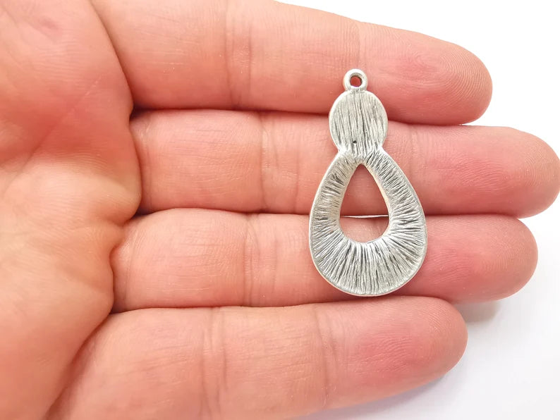 Flowering Branch Charms, Ethnic Tribal Charms, Antique Silver Plated Charms (39x20mm) G28563