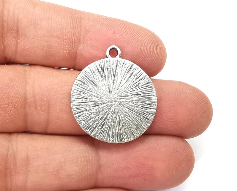 Moon Crescent Charms Antique Silver Plated Round Charms (28x25mm) G28512