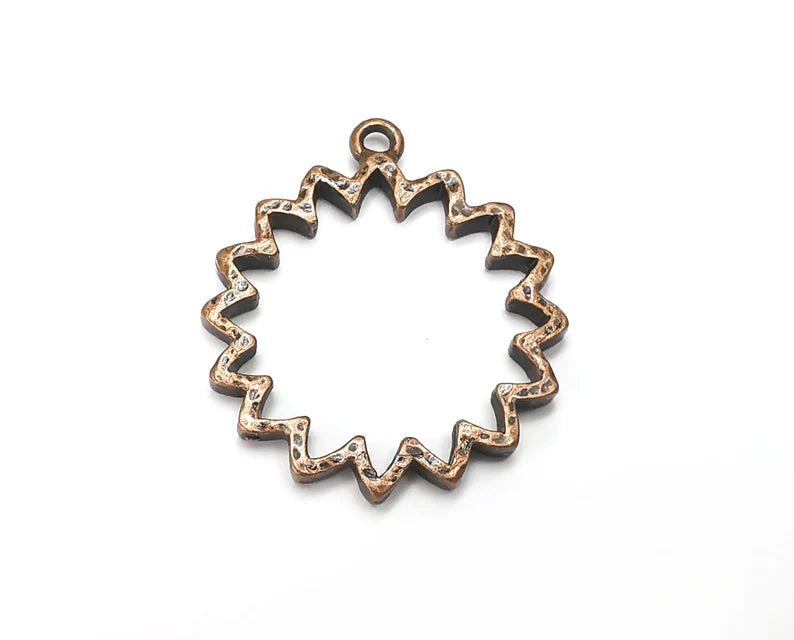 Flower Charms Antique Copper Plated Round Charms (37x31mm) G28525