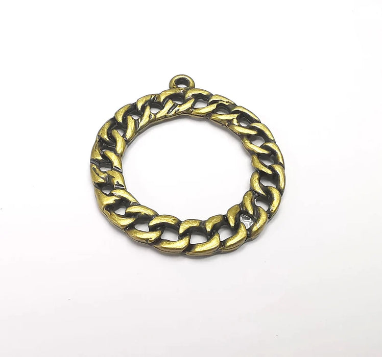 Round Twisted Circle, Chain look Circle, Antique Bronze Plated Circle Findings (25mm) G28652