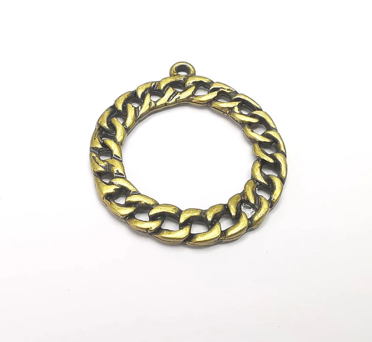 Round Twisted Circle, Chain look Circle, Antique Bronze Plated Circle Findings (25mm) G28652