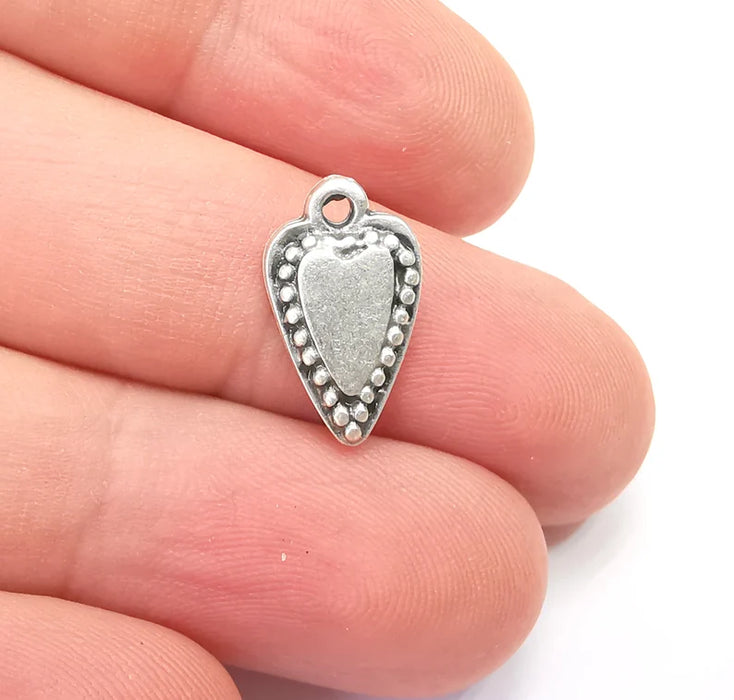 Heart Charms Antique Silver Plated Love Charms (17x10mm) G28657