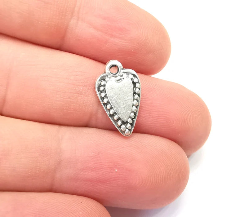 Heart Charms Antique Silver Plated Love Charms (17x10mm) G28657