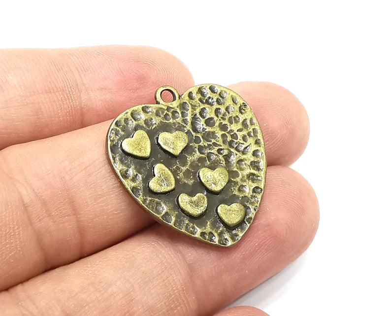 Hearts Charms Pendant Antique Bronze Plated (28x27mm) G28532
