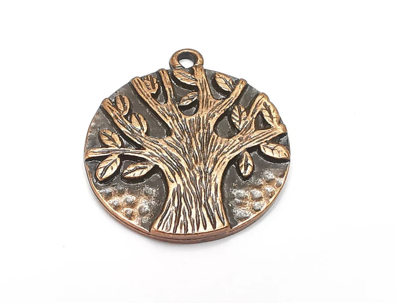 Tree, Bark, Leaf Charms Antique Copper Plated Nautical Charms, Earring Dangle Components (29x25mm) G28674