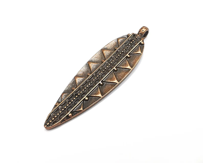 Ethnic Charms Antique Copper Plated Leaf Charms (55x16mm) G28677