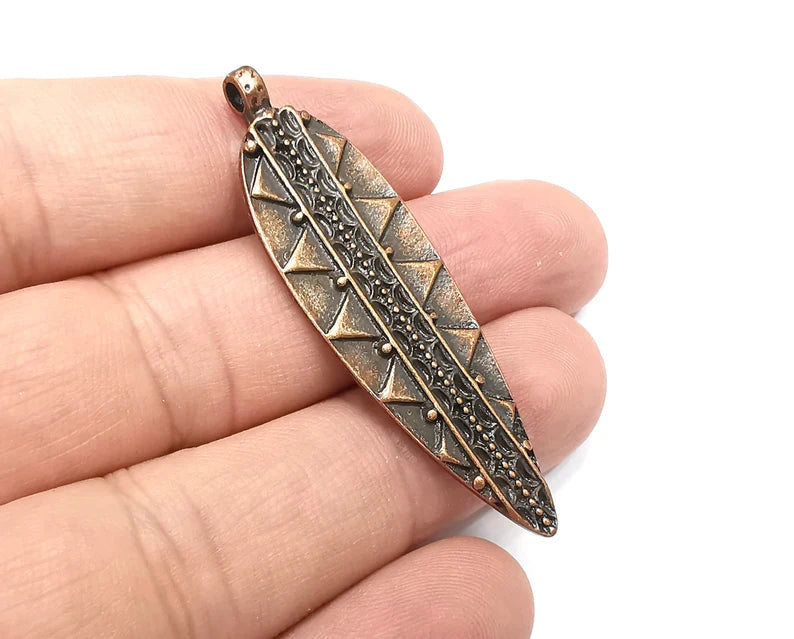 Ethnic Charms Antique Copper Plated Leaf Charms (55x16mm) G28677