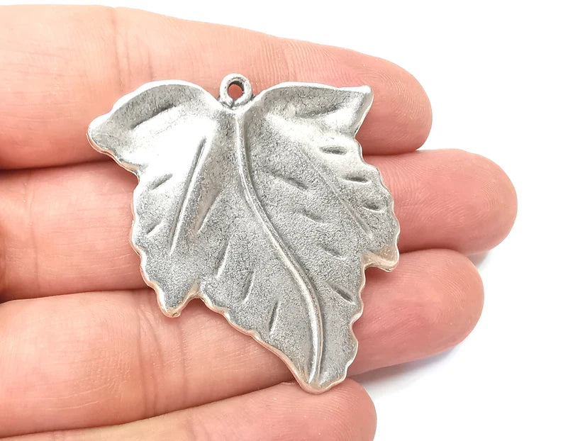 Leaf Charms Antique Silver Plated Natural Charms (46x42mm) G28536